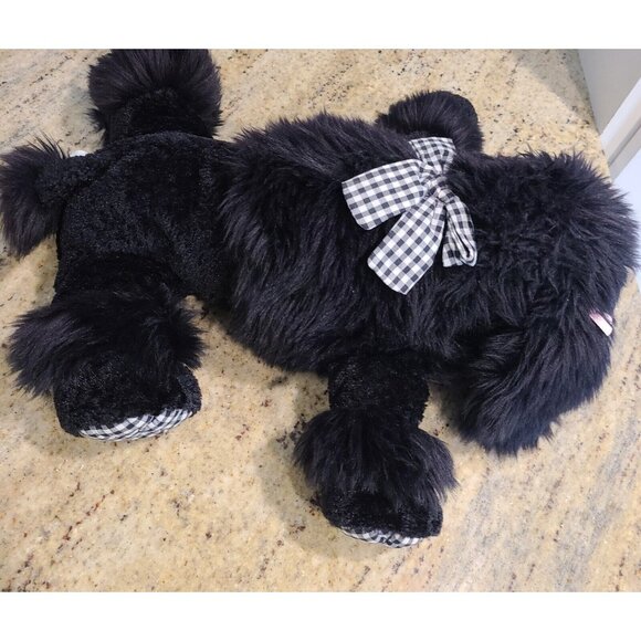 Mary Meyer Black Pipi Poodle 14" Plush Stuffed Animal w Gingham Paws & Bow - Picture 4 of 11